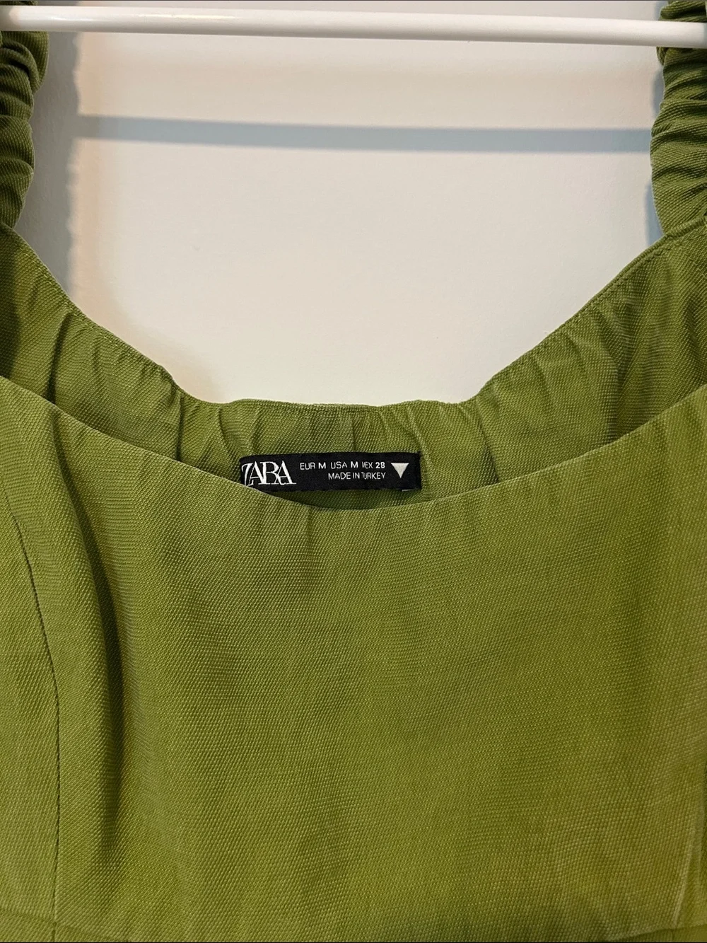 Zara Olive Green Puff-Sleeve Long Dress